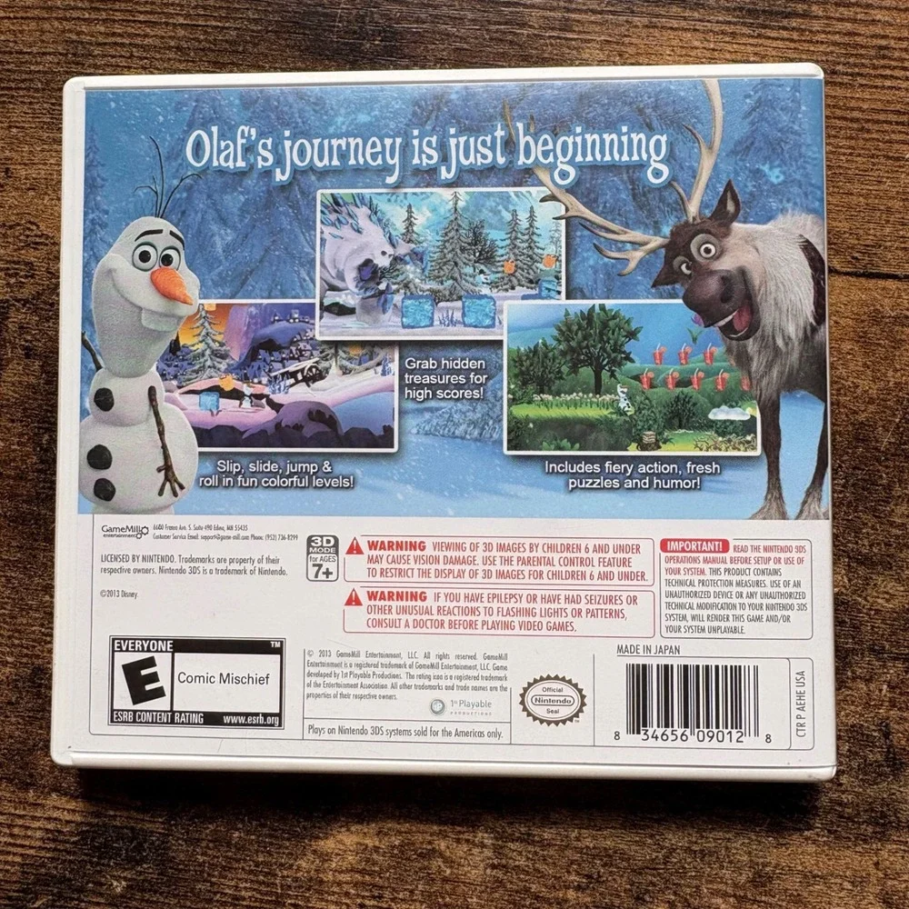 Disney Frozen Olaf's Quest Nintendo 3DS Video Game CTR-P-AEHE USA CIB